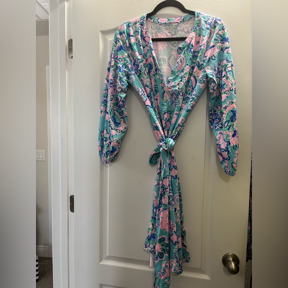 Lilly Pulitzer, long sleeve tie dress.